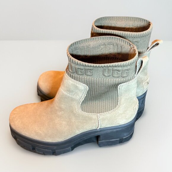 NEW UGG Brooklyn Chelsea Platform Hickory Suede Waterproof Boots Womens Size 11 - Picture 3 of 8